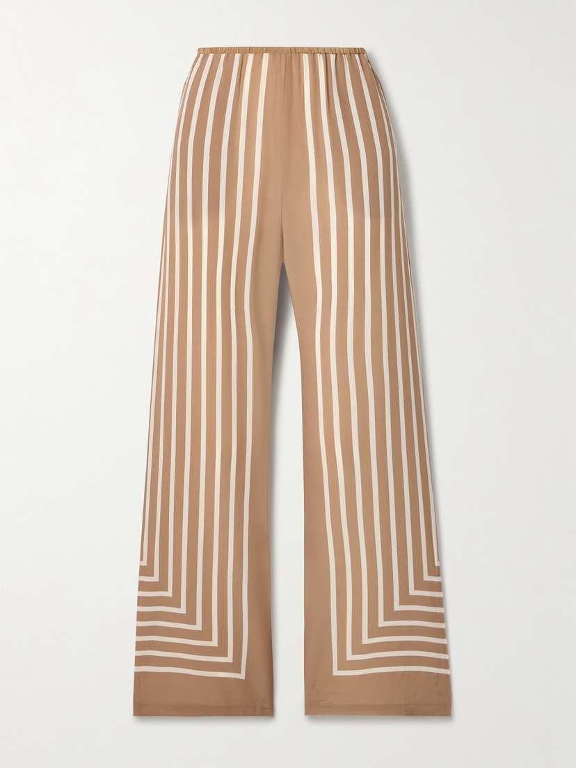 TOTEME Striped Silk-crepe Wide-leg Pants