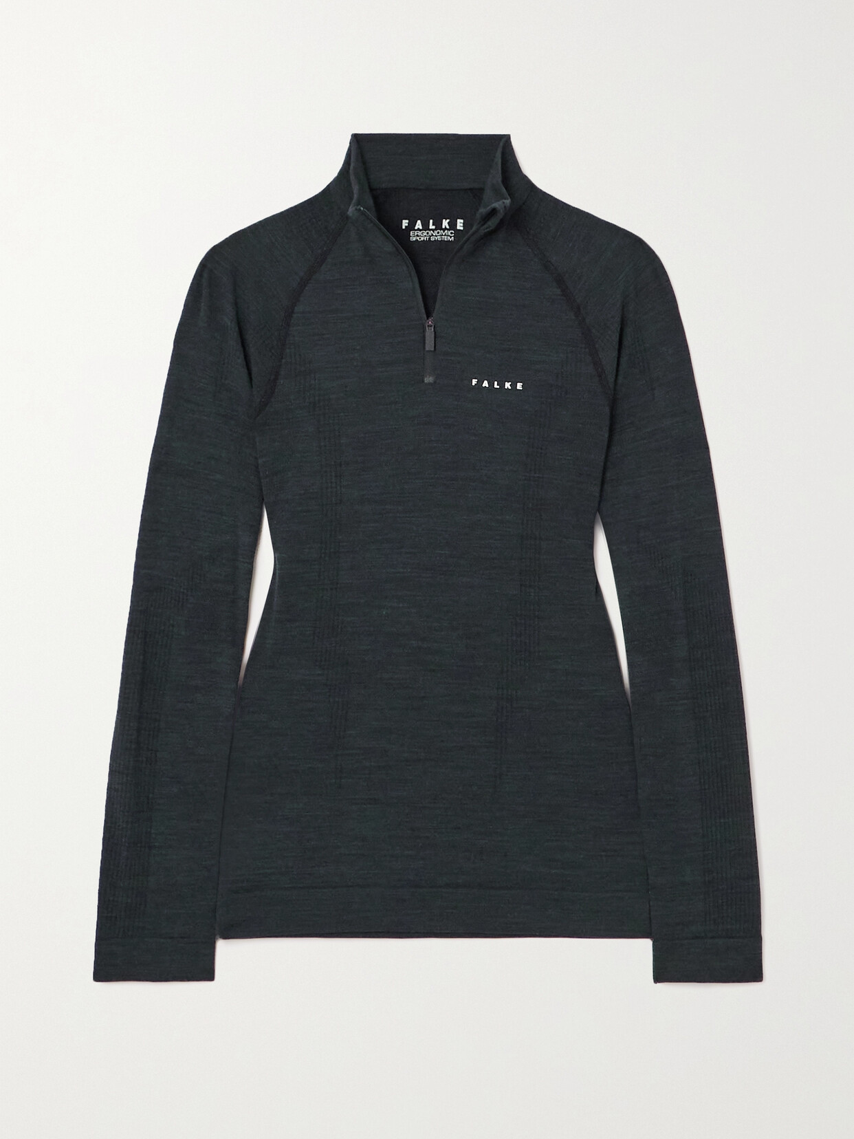 FALKE Ergonomic Sport System Paneled Stretch Wool-blend Base Layer - Black