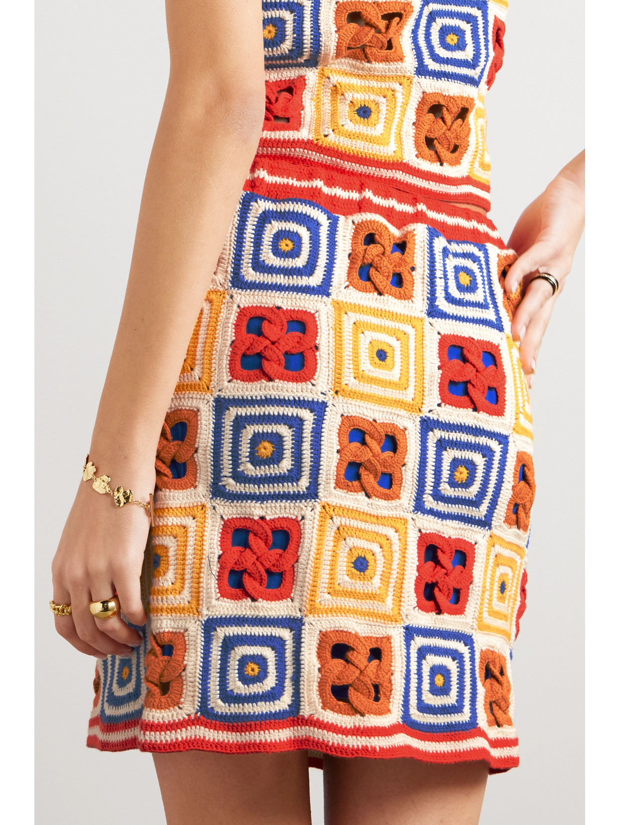 Escvdo + Net Sustain Santería Crocheted Organic Pima Cotton Mini Skirt In Multi