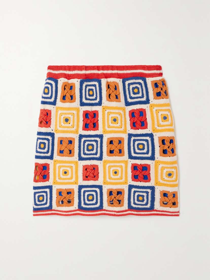 ESCVDO + Net Sustain Santería Crocheted Organic Pima Cotton Mini Skirt