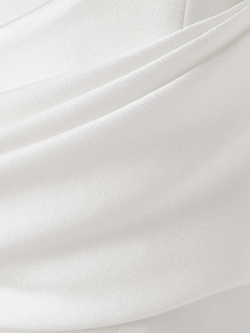 Alex Perry Strapless Draped Satin-crepe Midi Dress - detail view in White