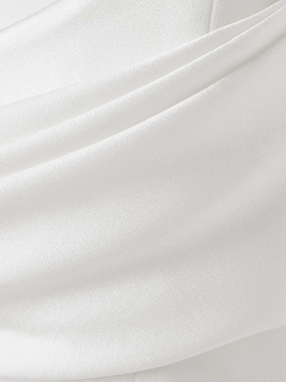 strapless draped satin-crepe midi dress