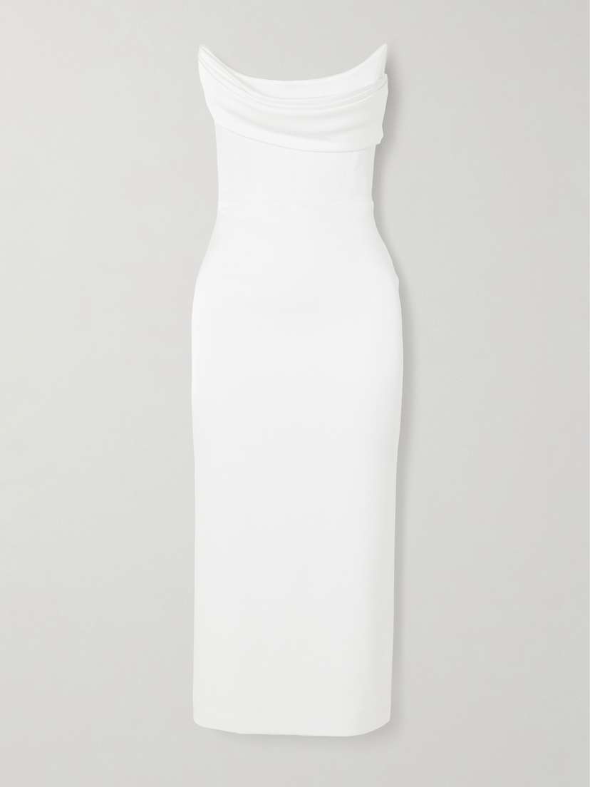 Alex Perry Strapless Draped Satin-crepe Midi Dress - Women's Clothing