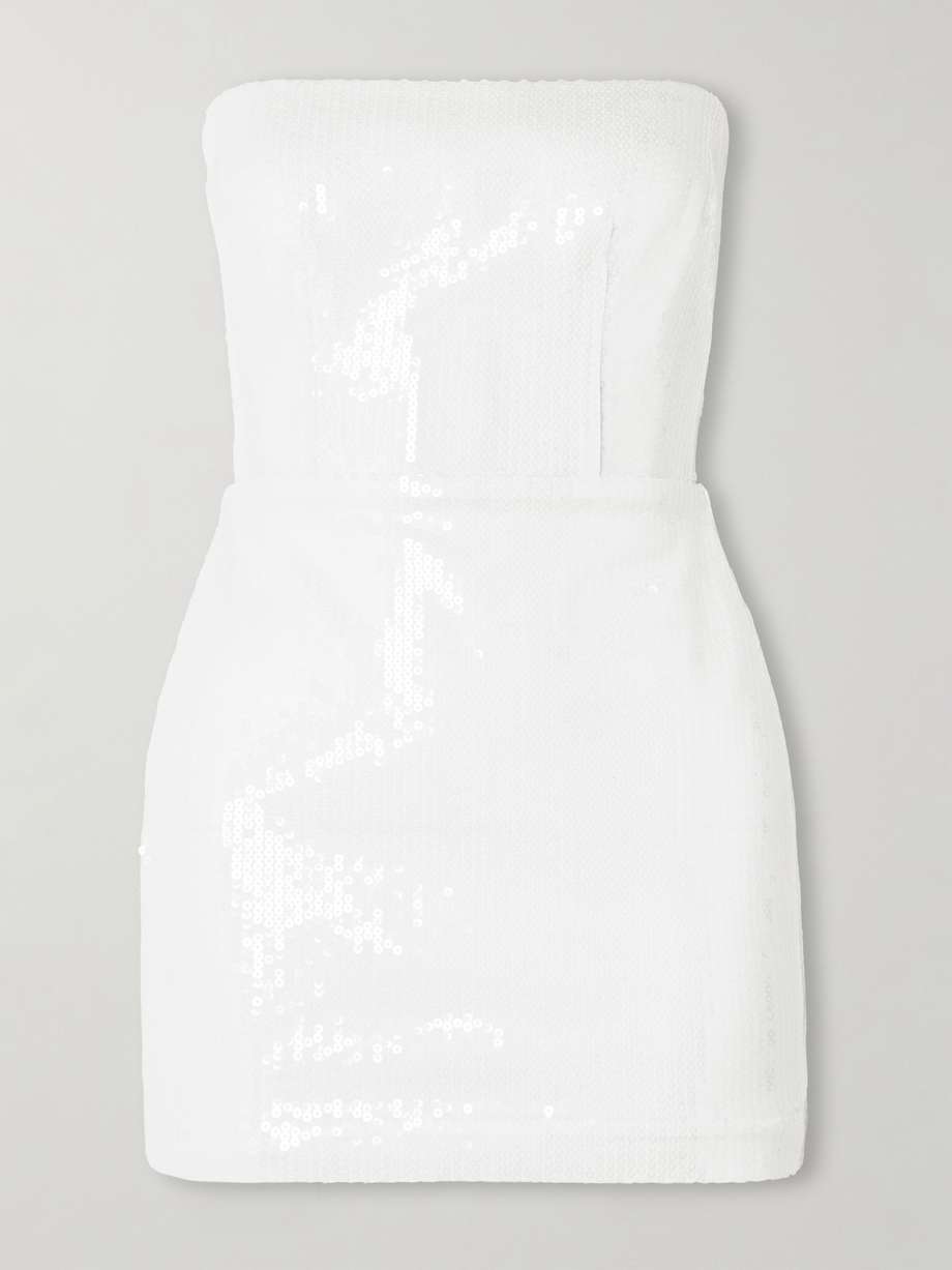 strapless sequined tulle mini dress