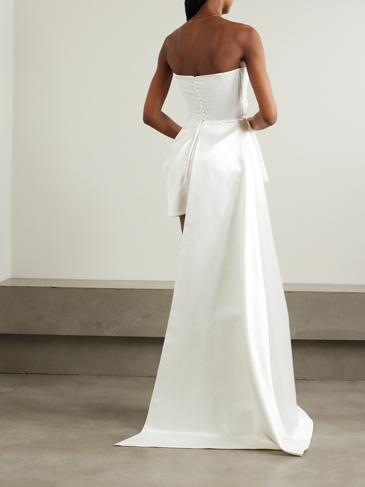 Alex Perry Blair Asymmetric Draped Satin Gown In White