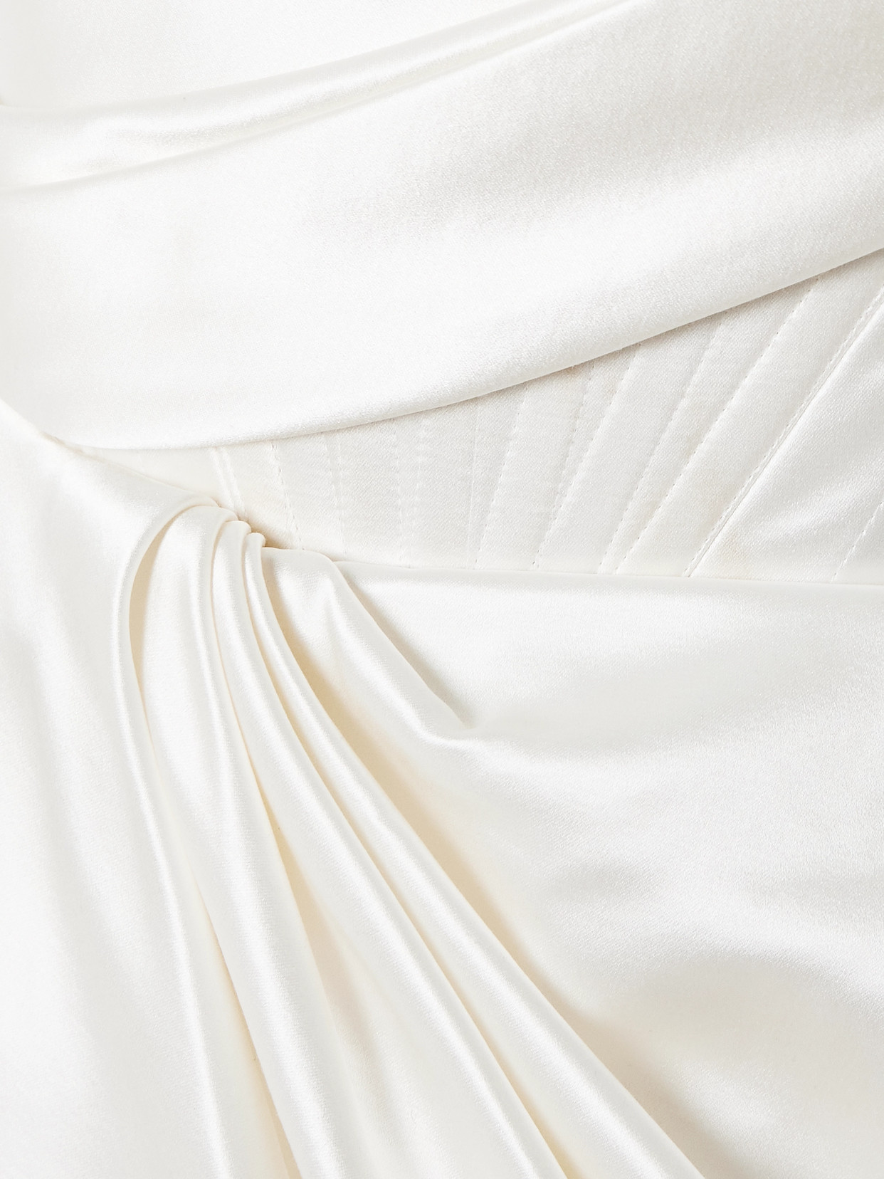 Alex Perry Blair Asymmetric Draped Satin Gown In White