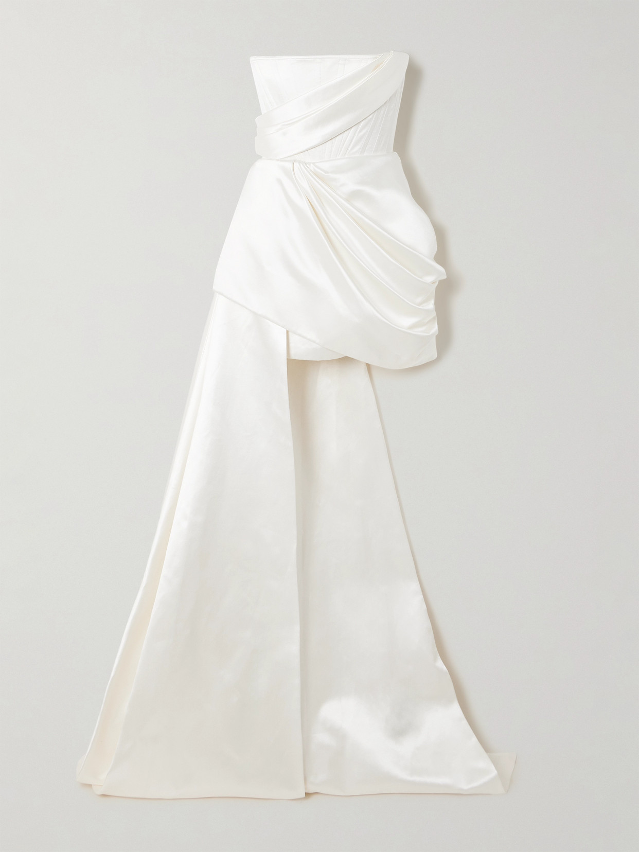 Alex Perry Blair Asymmetric Draped Satin Gown In White