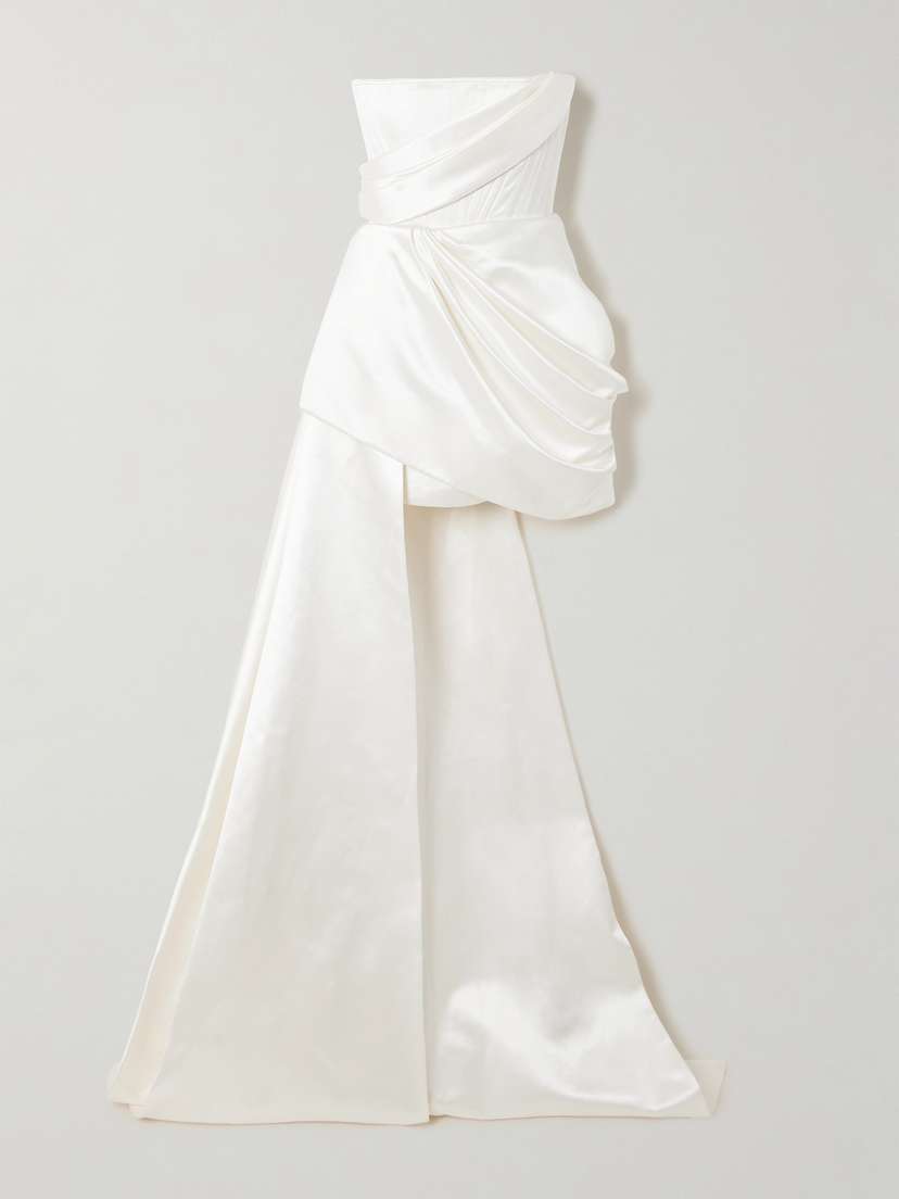 Alex Perry Blair Asymmetric Draped Satin Gown