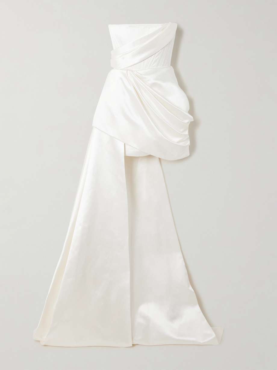 blair asymmetric draped satin gown