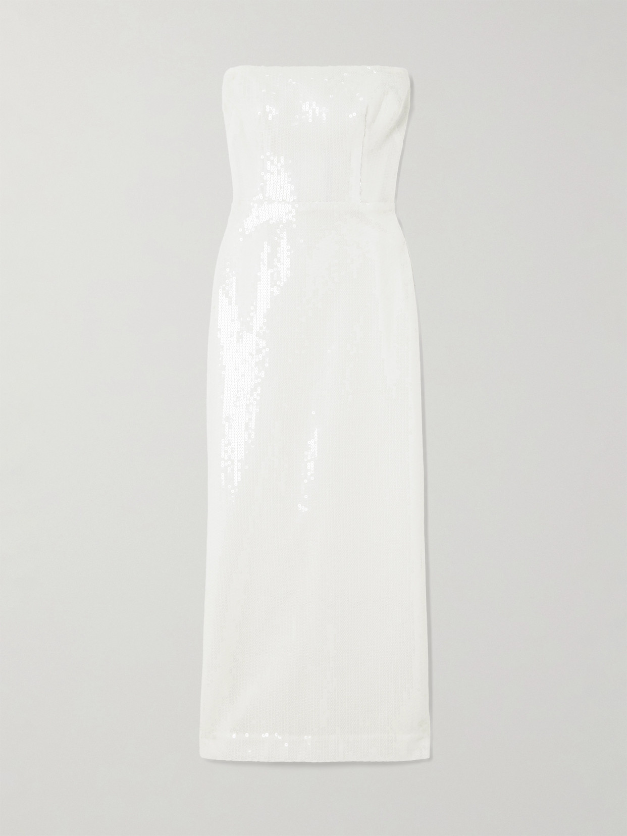 Alex Perry Strapless Sequined Crepe Midi Dress In White