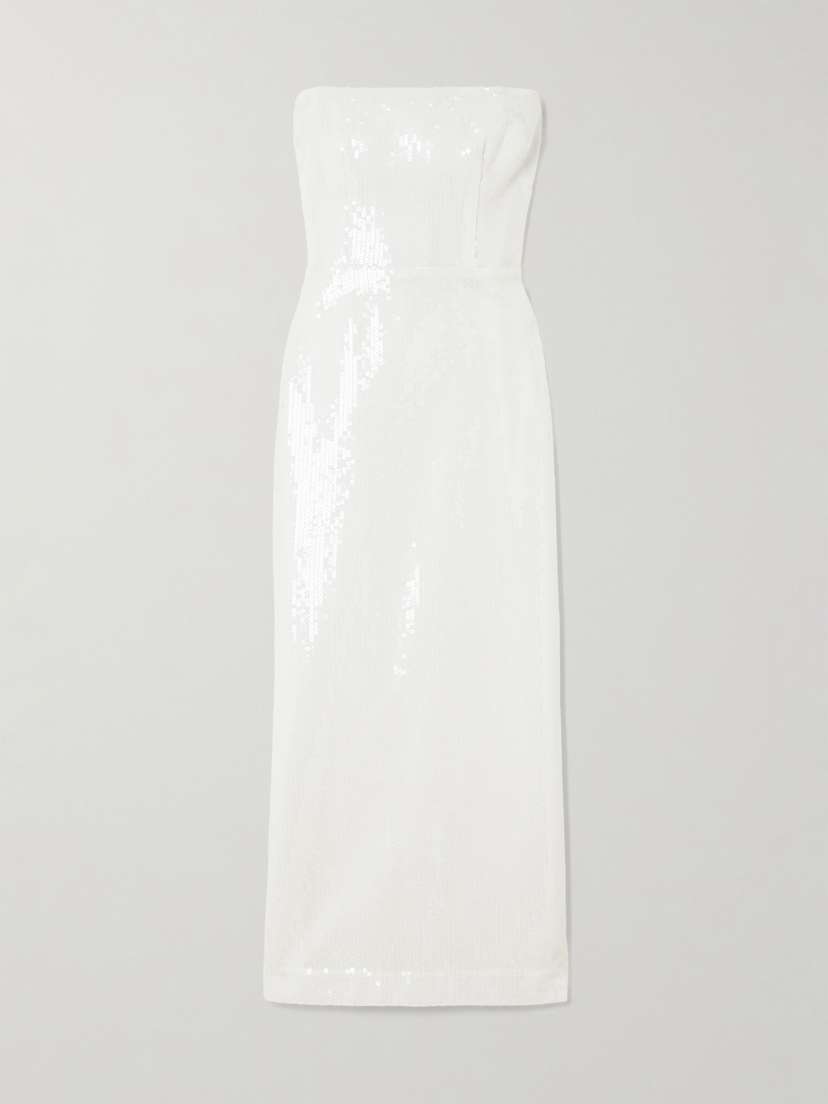 Alex Perry Strapless Sequined Crepe Midi Dress