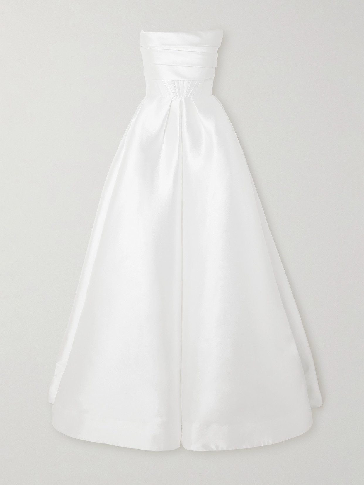 Alex Perry Isobel Strapless Draped Satin-faille Gown In White