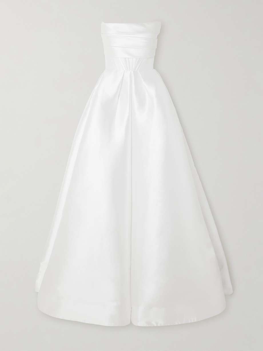 isobel strapless draped satin-faille gown