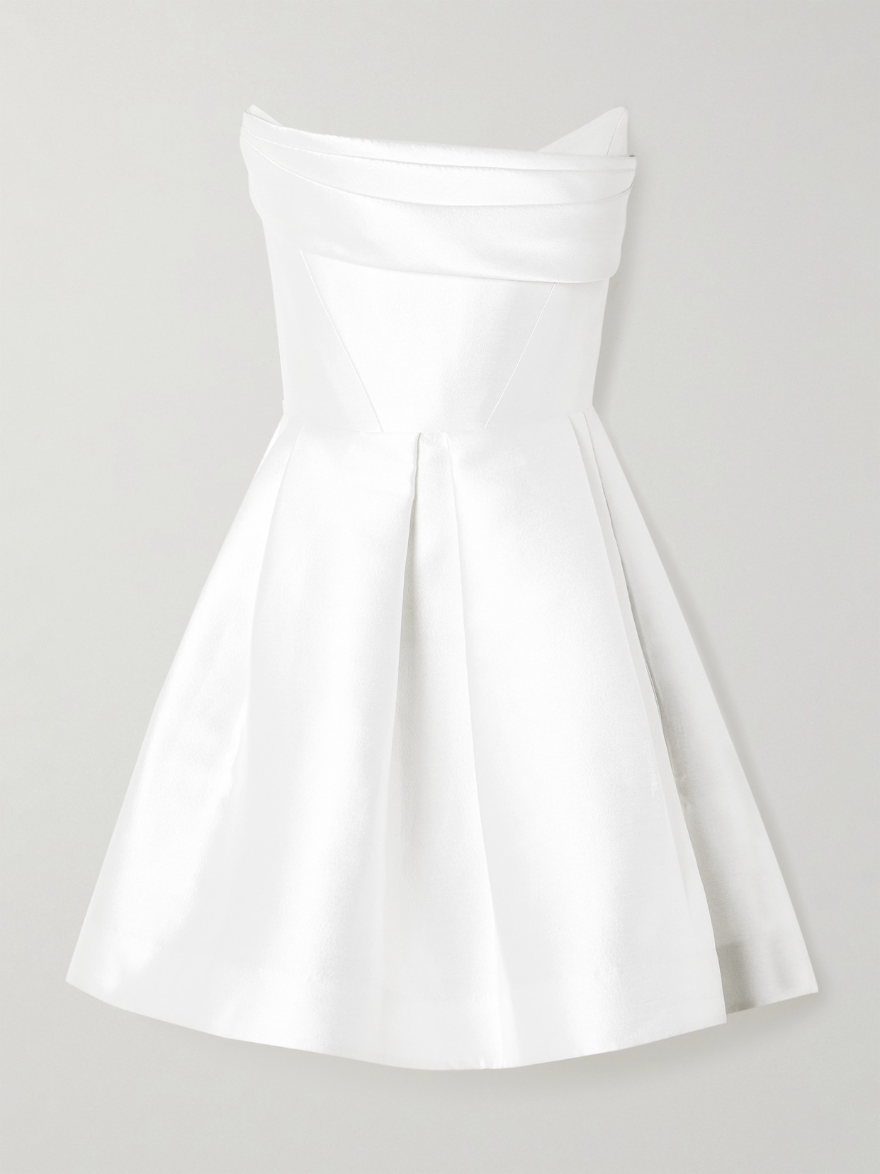 Alex Perry Strapless Draped Sateen Mini Dress In White