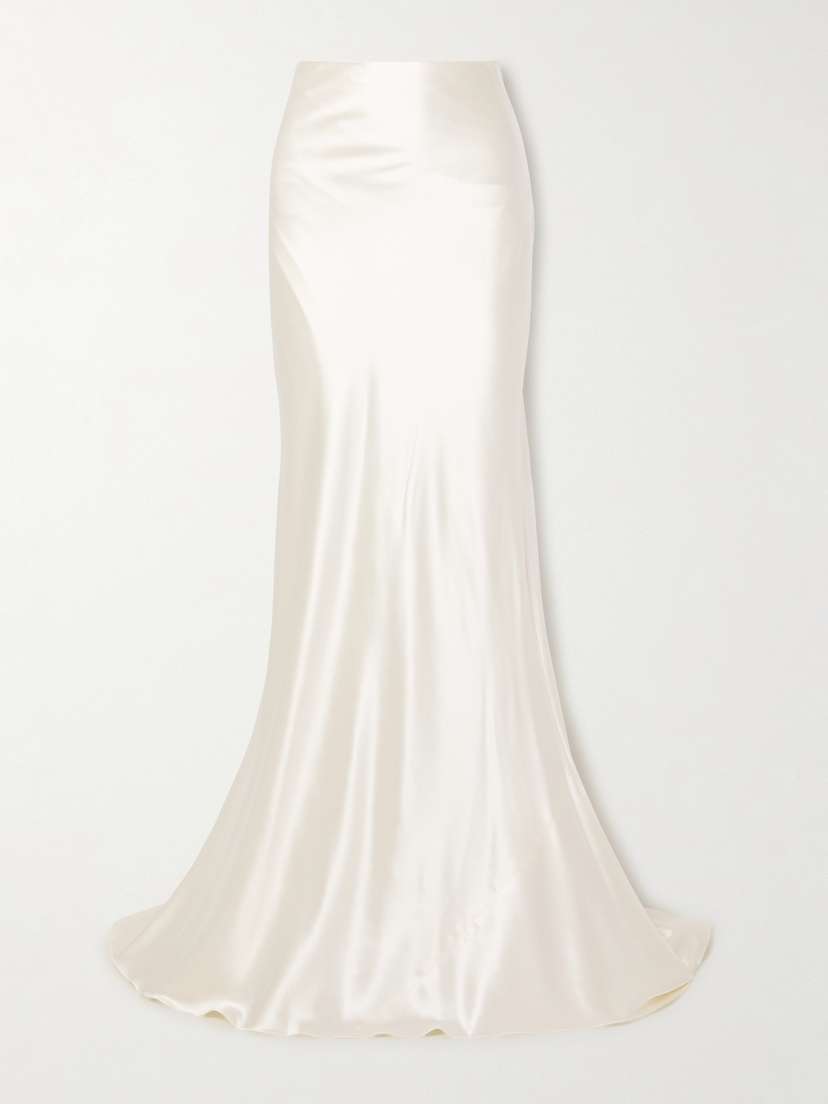 Danielle Frankel Dree Wool And Silk-blend Charmeuse Maxi Skirt