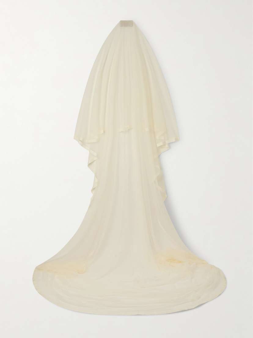 Danielle Frankel Grosgrain-trimmed Tulle Veil