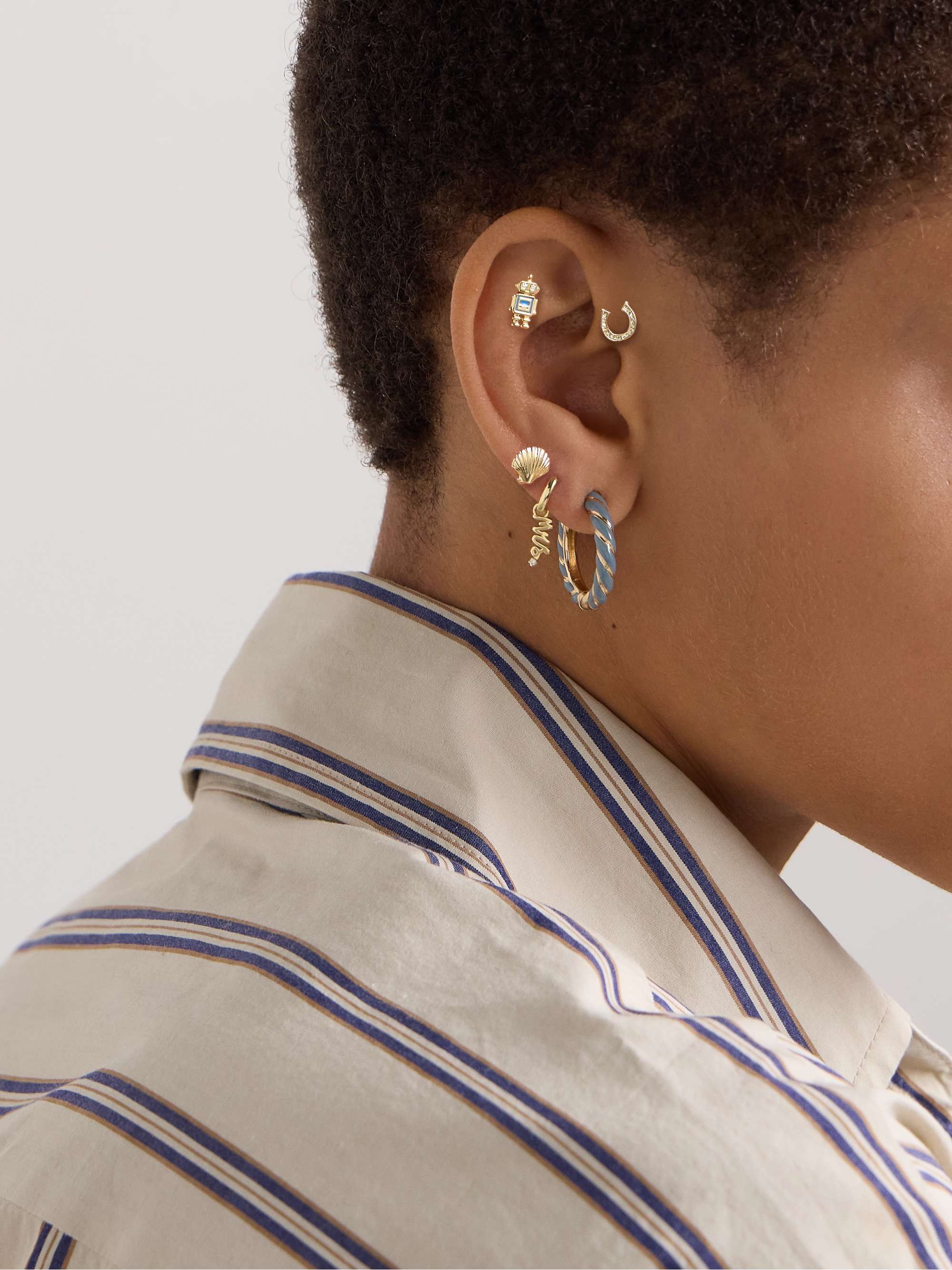 ALISON LOU Seashell 14-karat gold earring