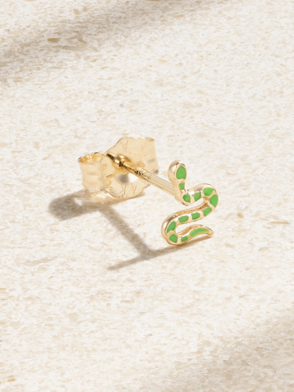 Alison Lou - Snake 14-karat Gold And Enamel Single Earring - Green