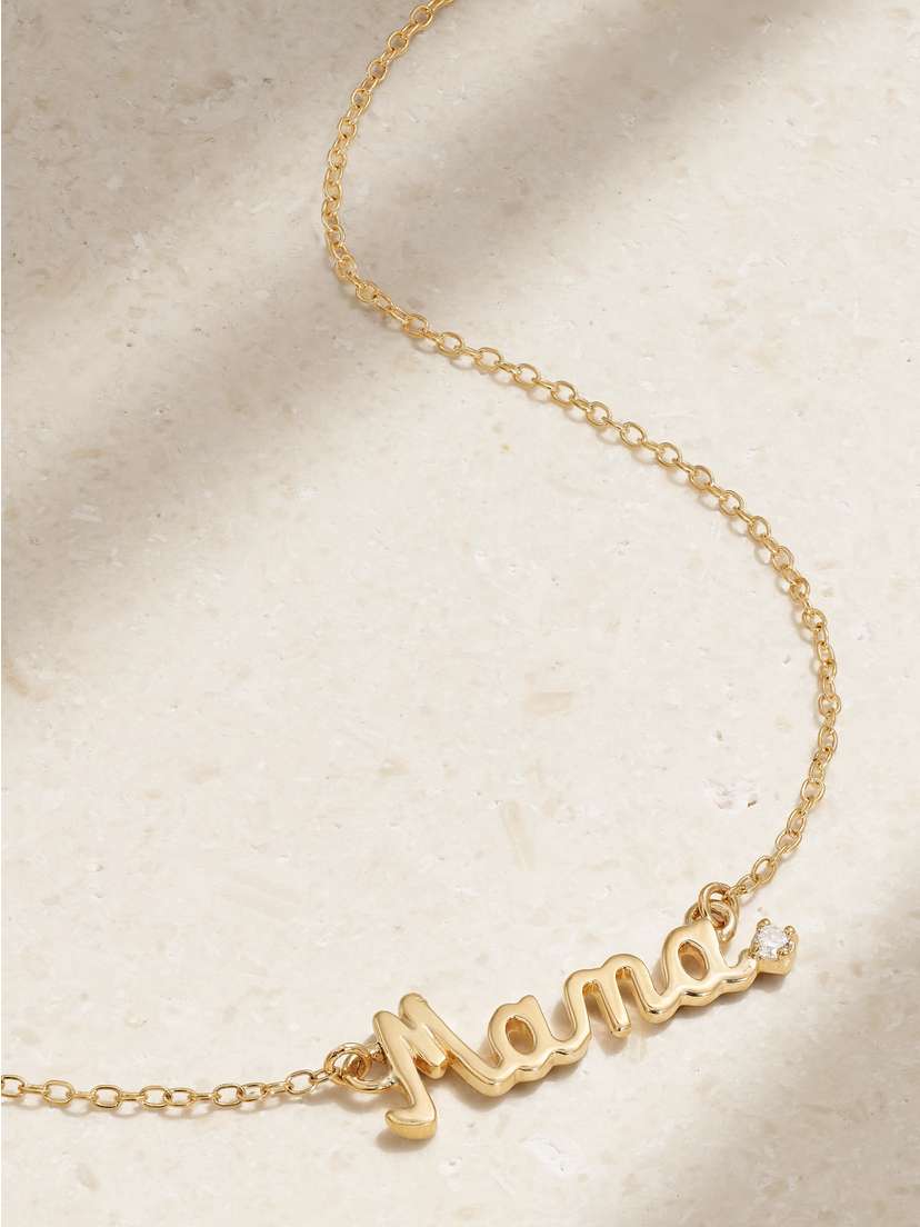 Alison Lou Mama 14-karat Gold Diamond Necklace
