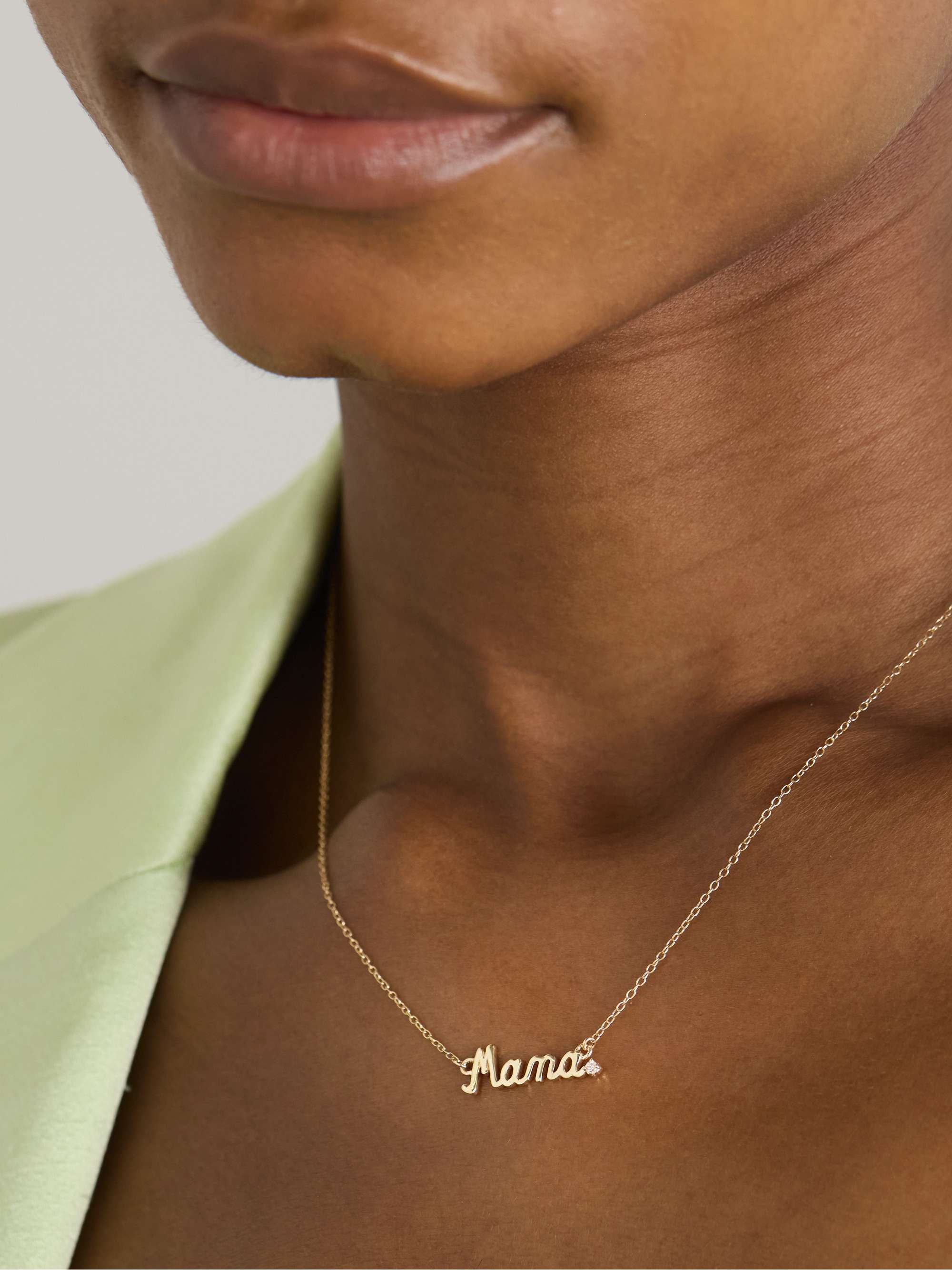 ALISON LOU Mama 14-karat gold diamond necklace