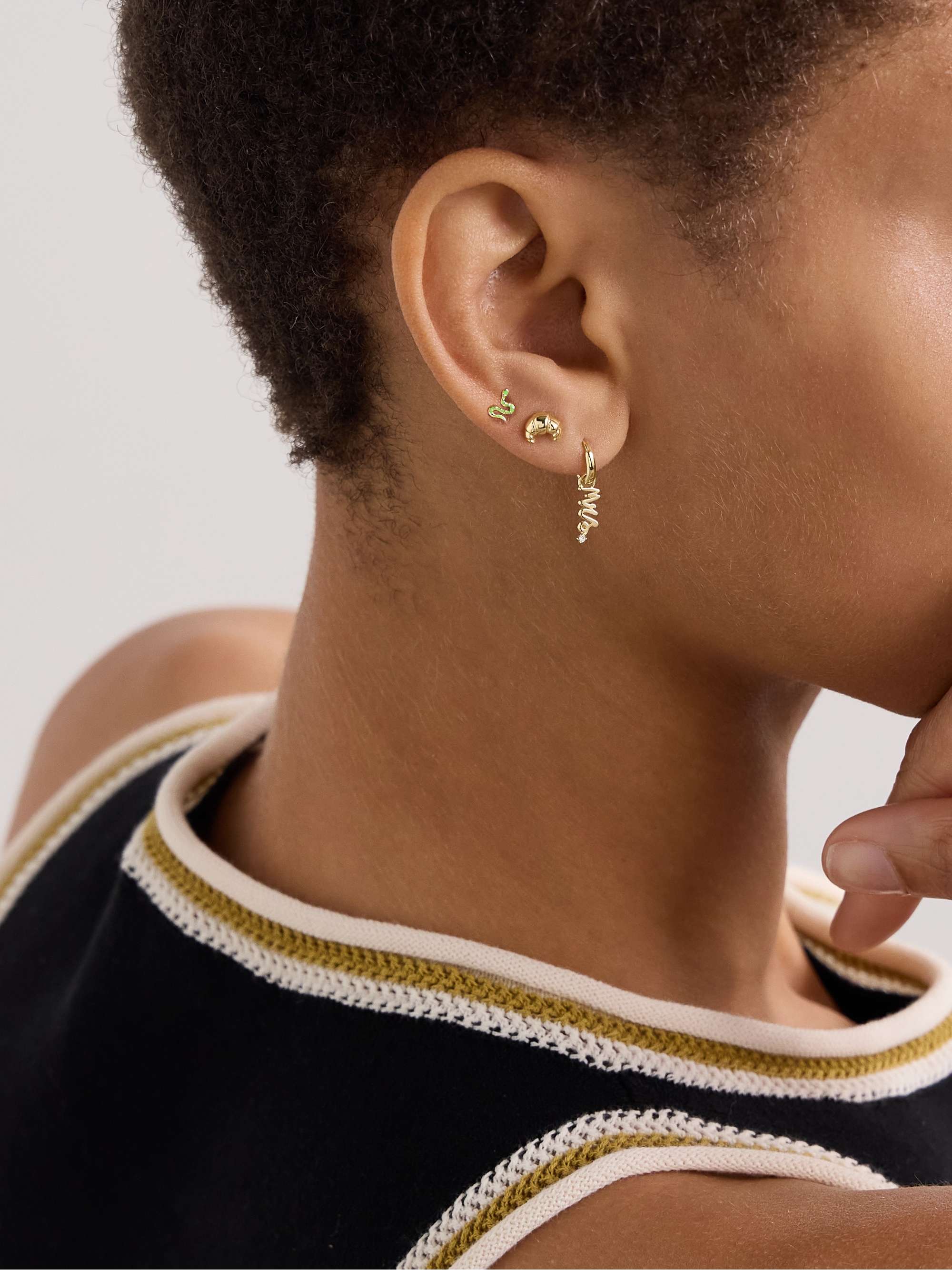 ALISON LOU Croissant 14-karat gold earring