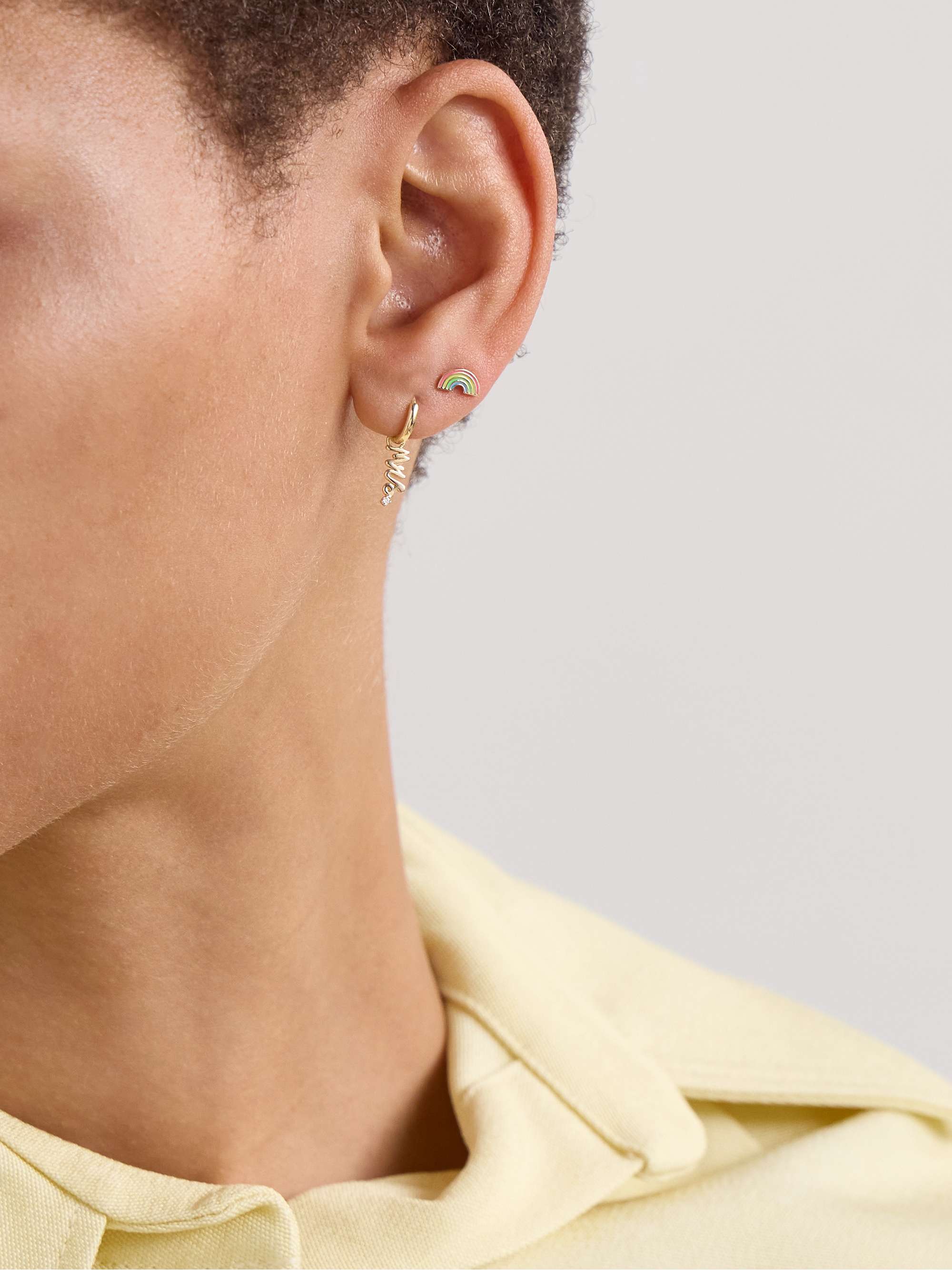 ALISON LOU Rainbow 14-karat gold and enamel earring