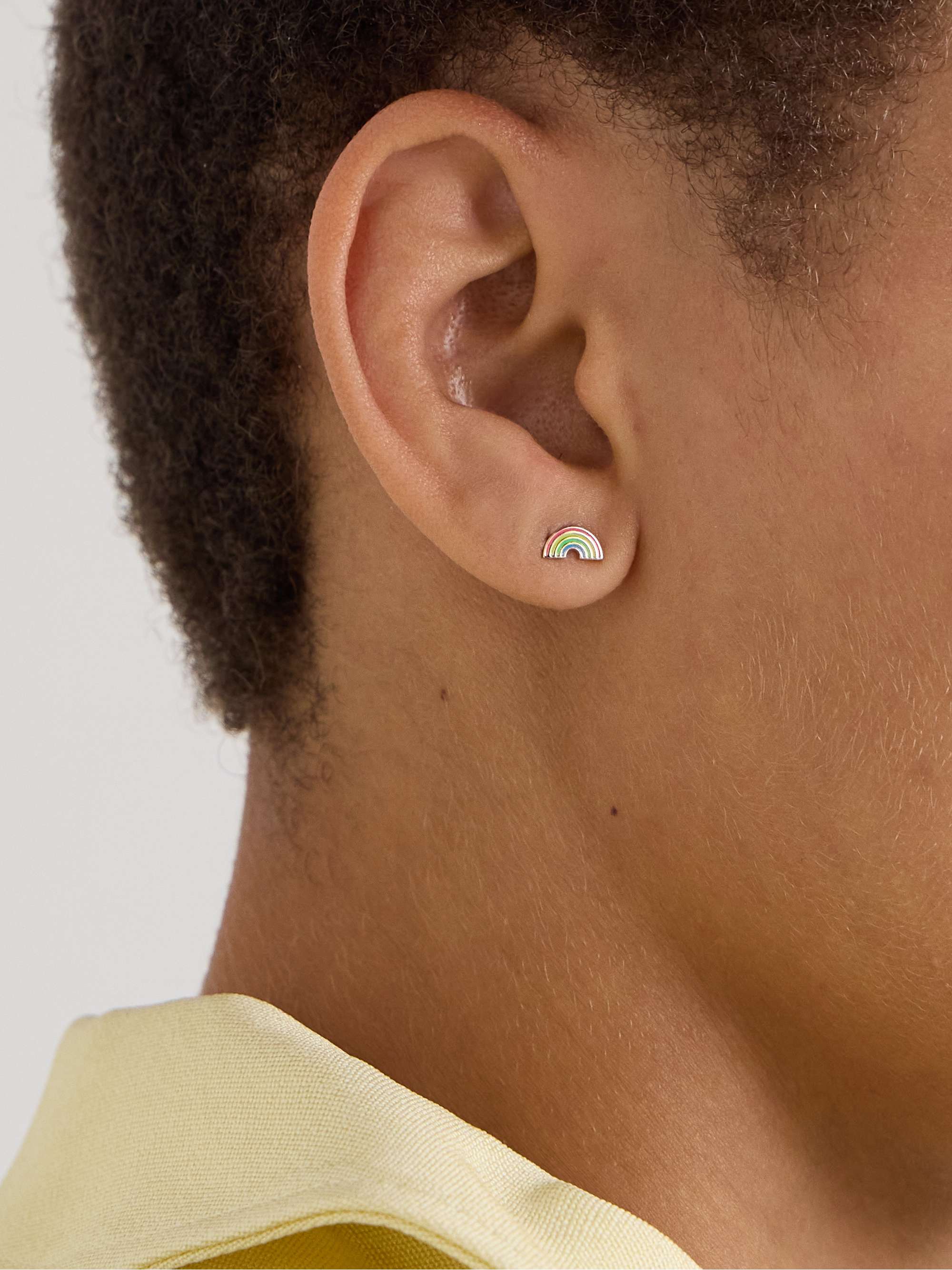 ALISON LOU Rainbow 14-karat gold and enamel earring