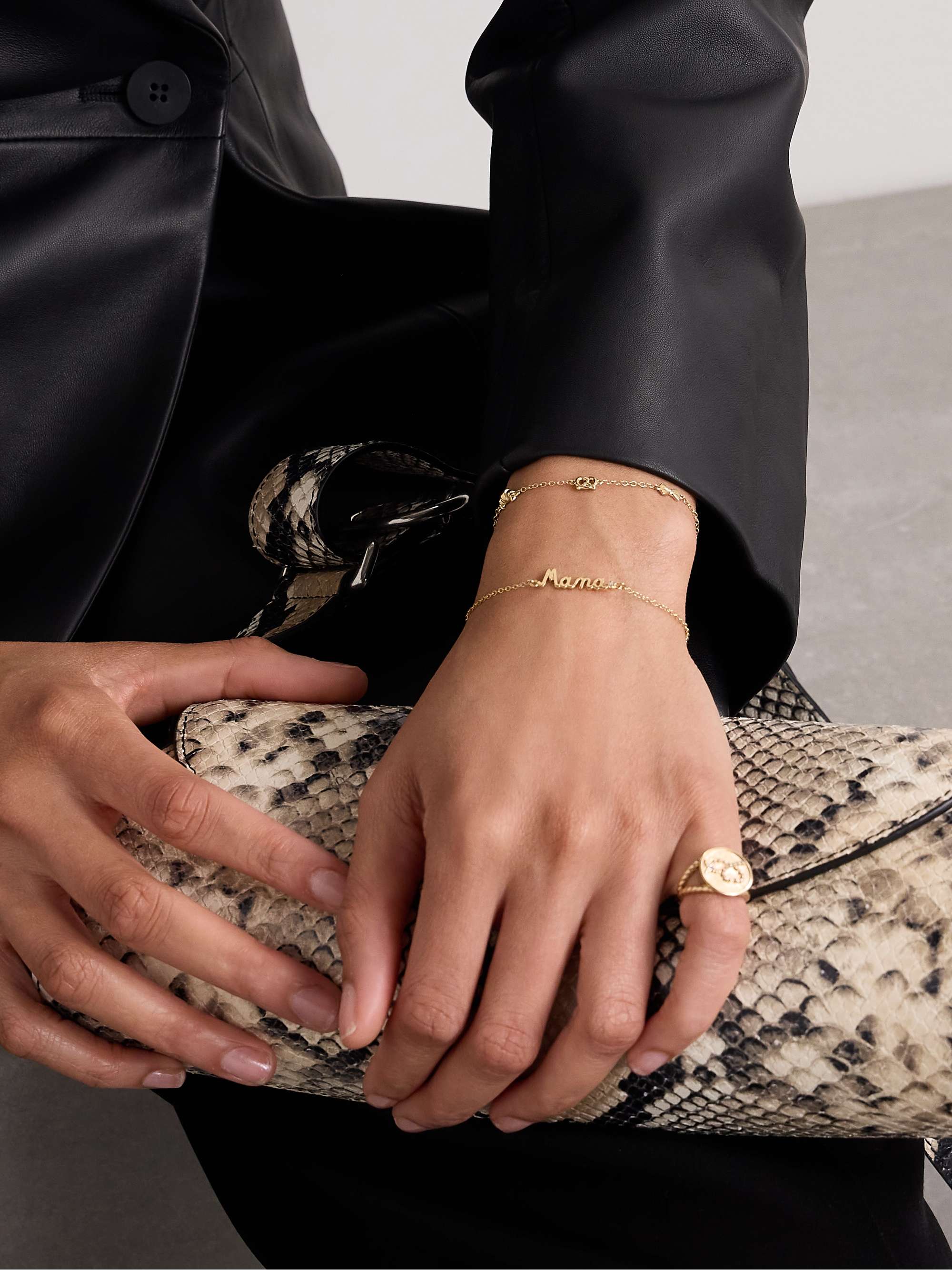 ALISON LOU Mama 14-karat gold diamond bracelet