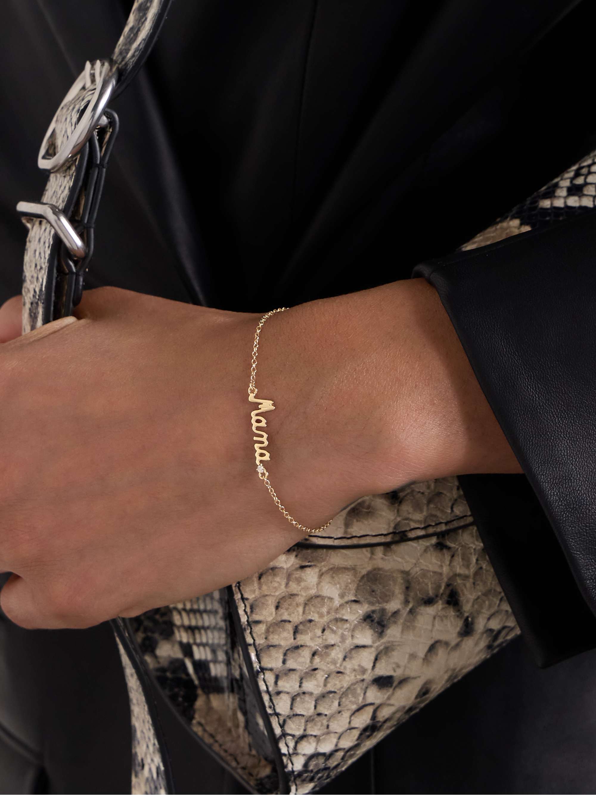 ALISON LOU Mama 14-karat gold diamond bracelet