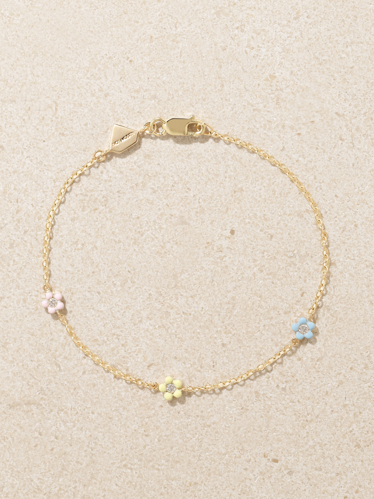 Alison Lou Mini Flower By The Yard 14-karat Gold, Diamond And Enamel Bracelet