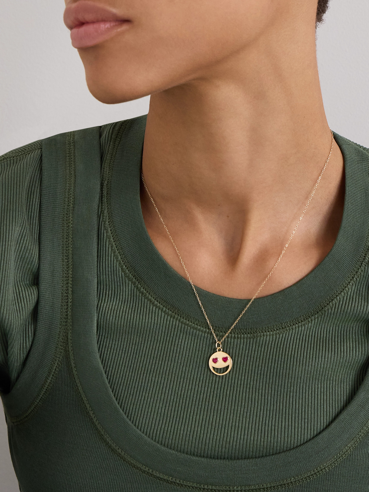 Alison Lou Lover 14-karat Gold Laboratory-grown Ruby Necklace In Gold