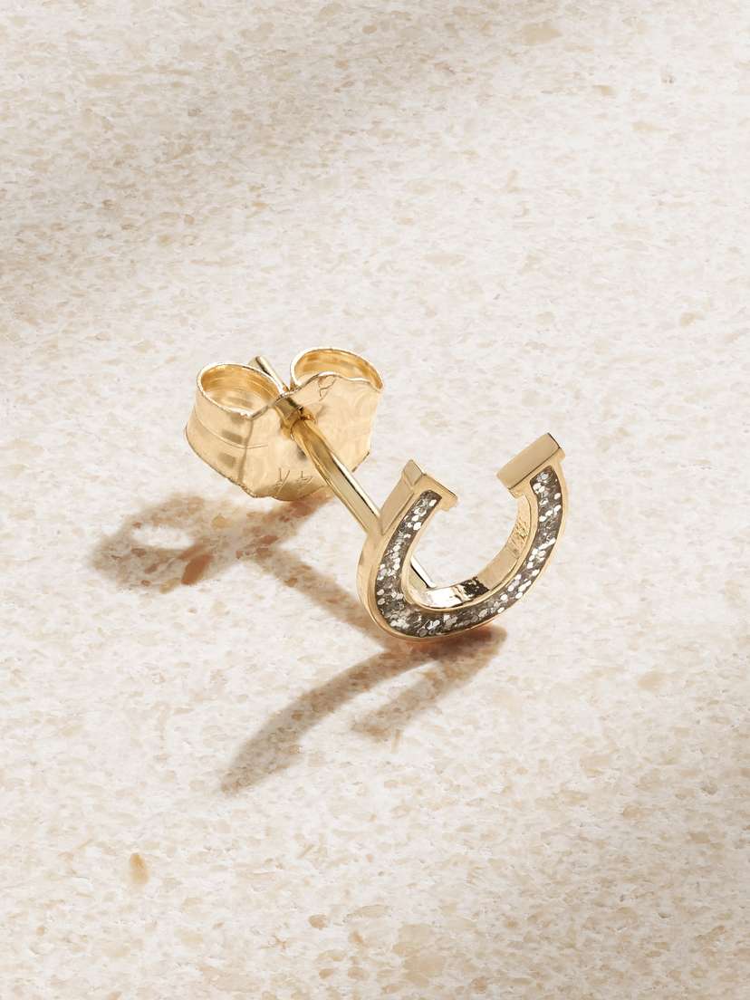 Alison Lou Horseshoe 14-karat Gold And Enamel Single Earring