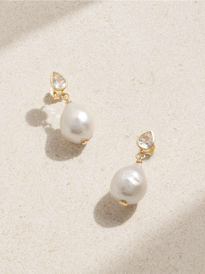 Alison Lou Tear 14-karat , Topaz And Pearl Earrings