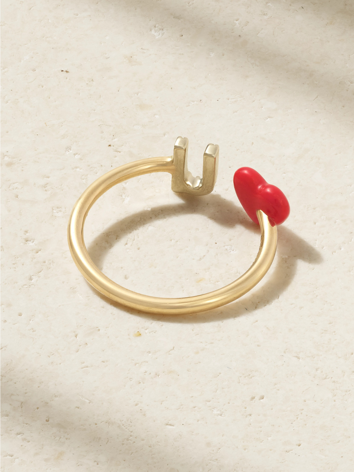 Alison Lou Love U Ring 14-karat Gold, Diamond And Enamel Ring In Gold