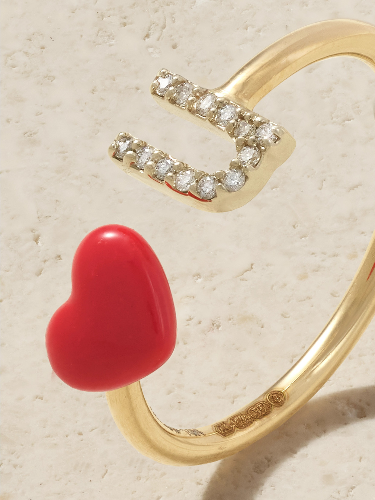 Alison Lou Love U Ring 14-karat Gold, Diamond And Enamel Ring In Gold