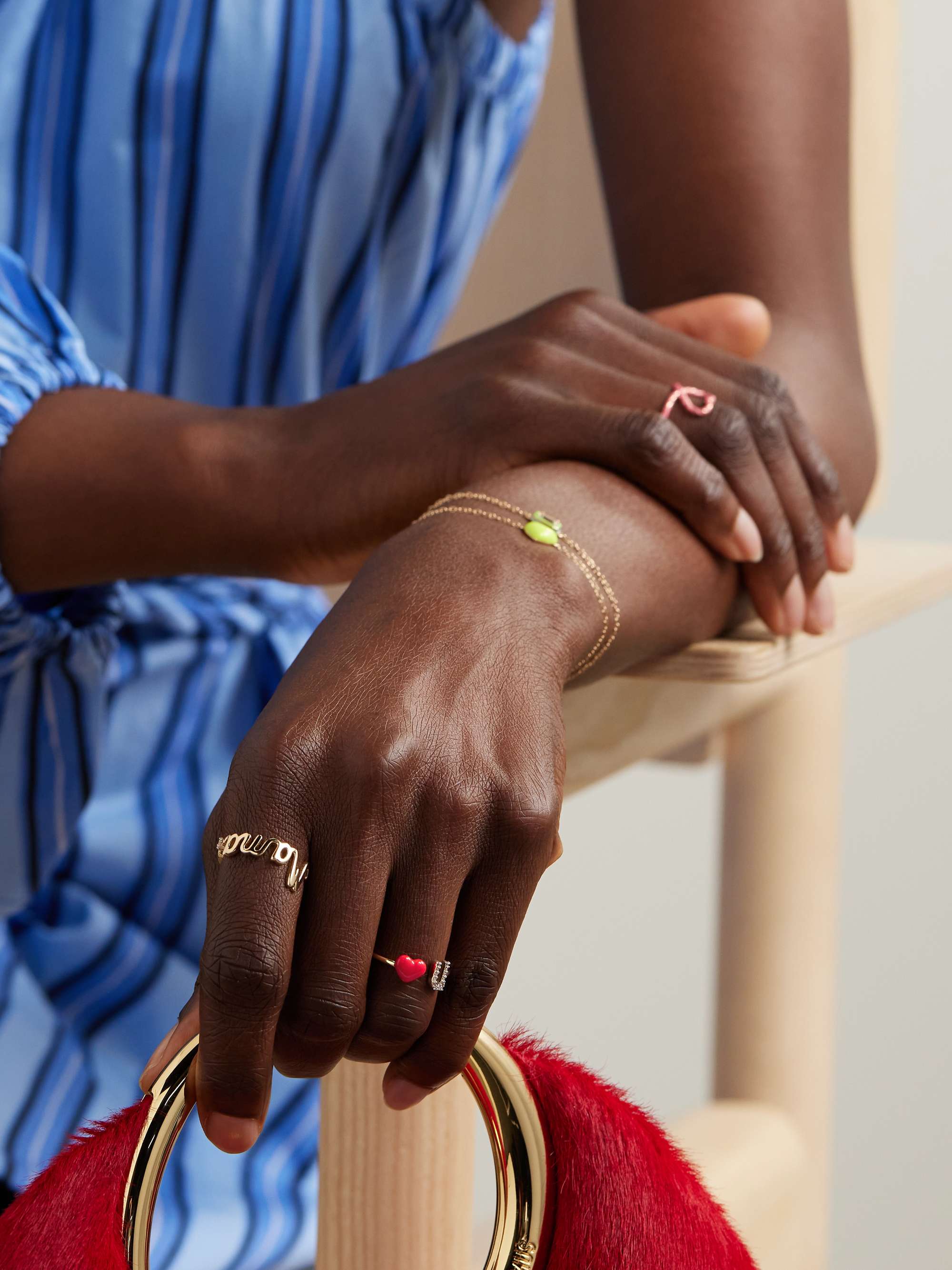 ALISON LOU Love U Ring 14-karat gold, diamond and enamel ALISON LOU Love U Ring 14-karat gold, diamond and enamel