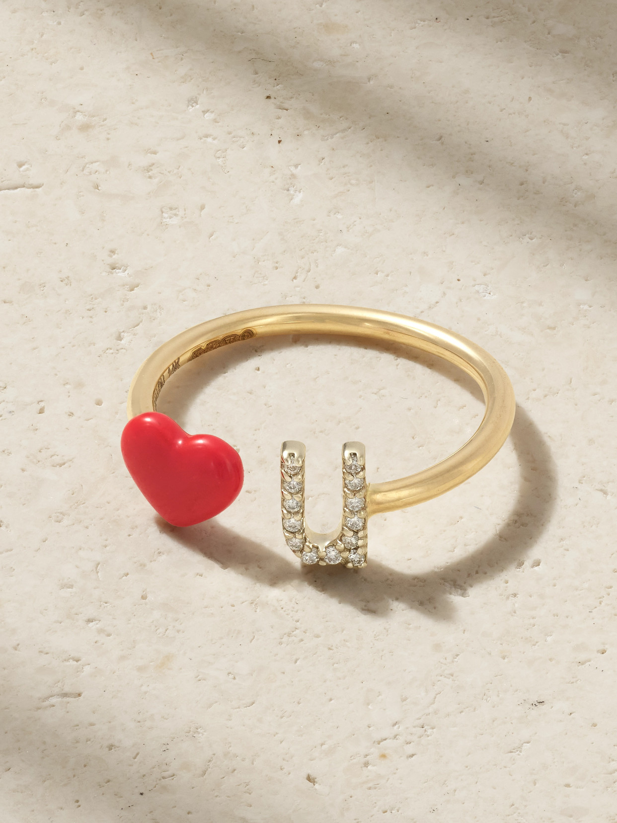 Alison Lou Love U Ring 14-karat Gold, Diamond And Enamel Ring