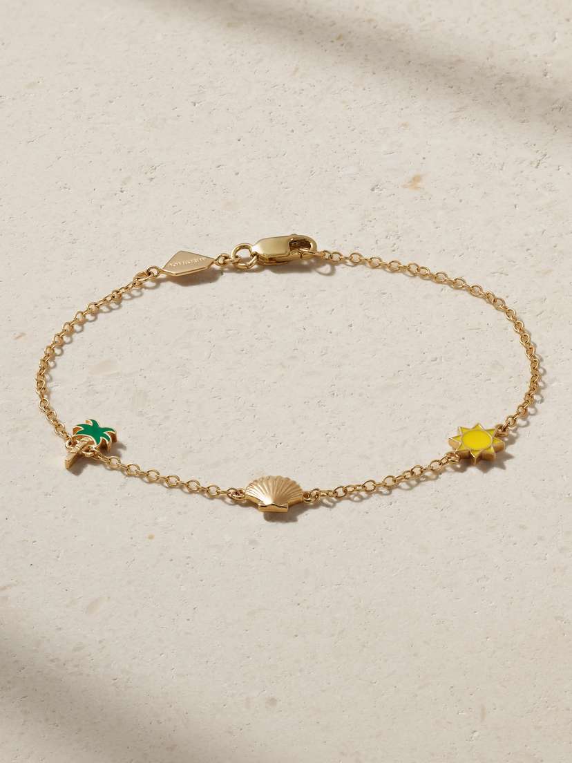 Alison Lou Vacation By The Yard 14-karat Gold And Enamel Bracelet