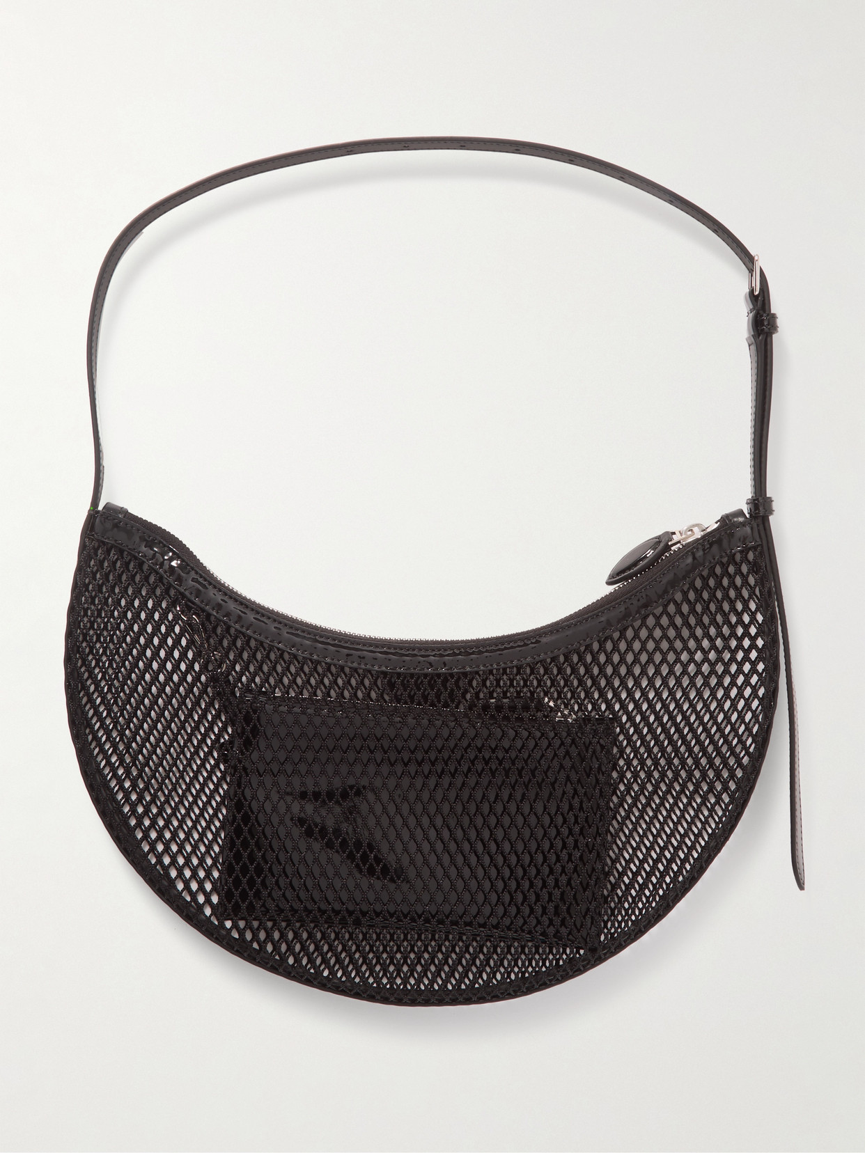 Alaïa One Piece Demi-lune Mesh Shoulder Bag In Black