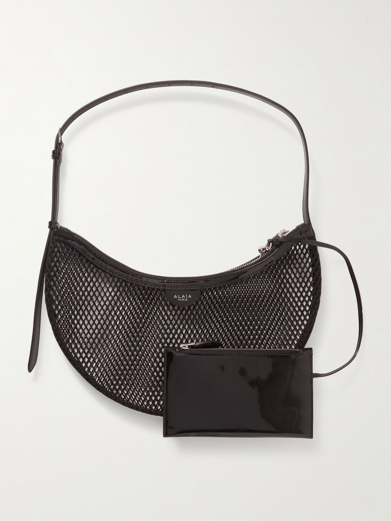 Alaïa One Piece Demi-lune Mesh Shoulder Bag In Black