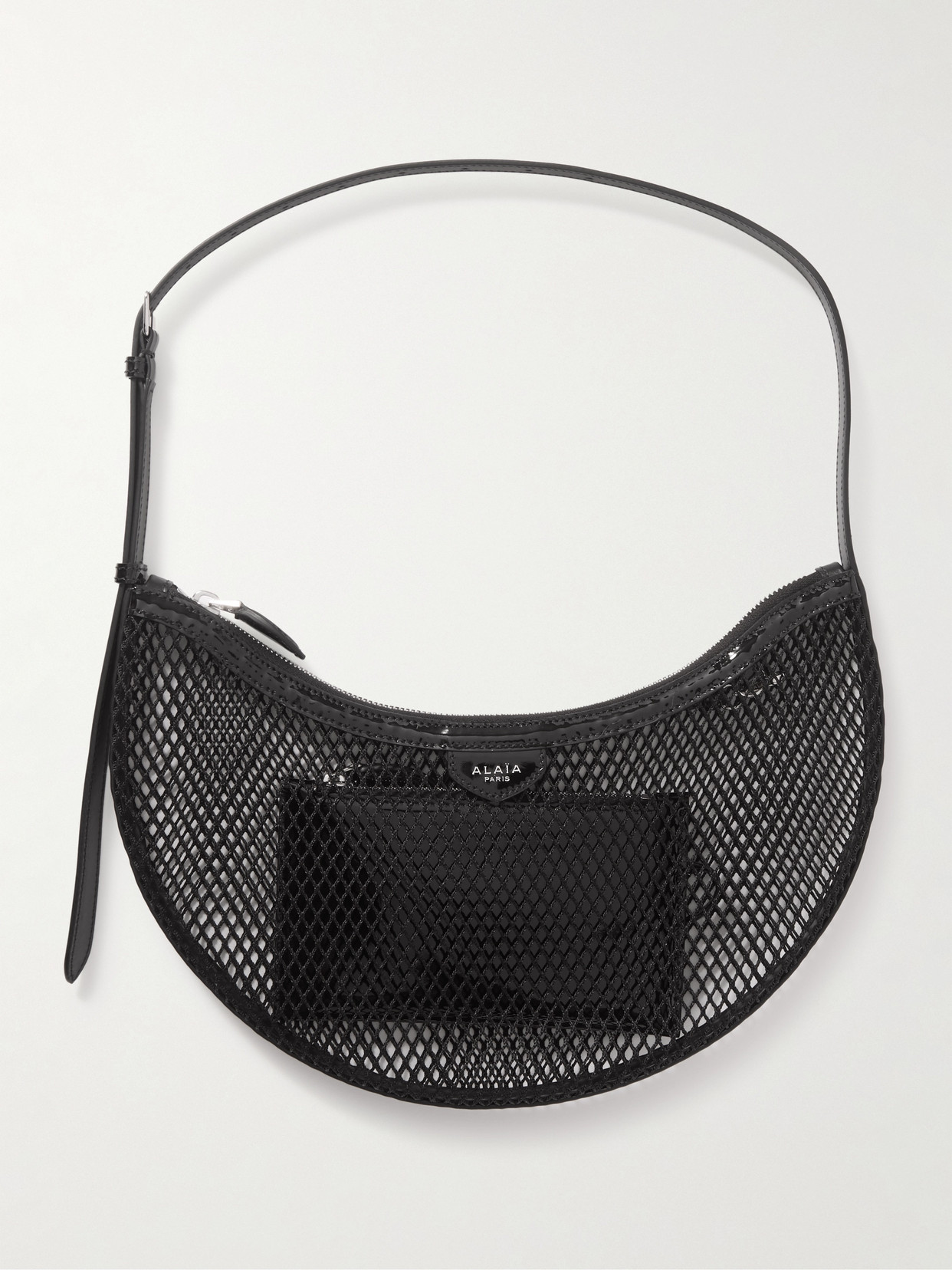 Alaïa One Piece Demi-lune Mesh Shoulder Bag In Black