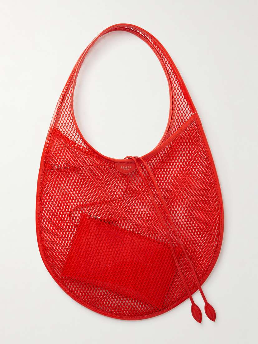 Alaïa Patent-leather Trimmed Mesh Shoulder Bag