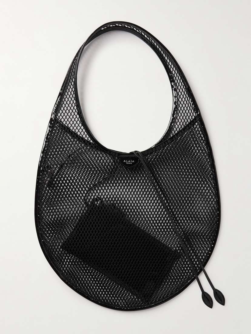 Alaïa Patent-leather Trimmed Mesh Shoulder Bag