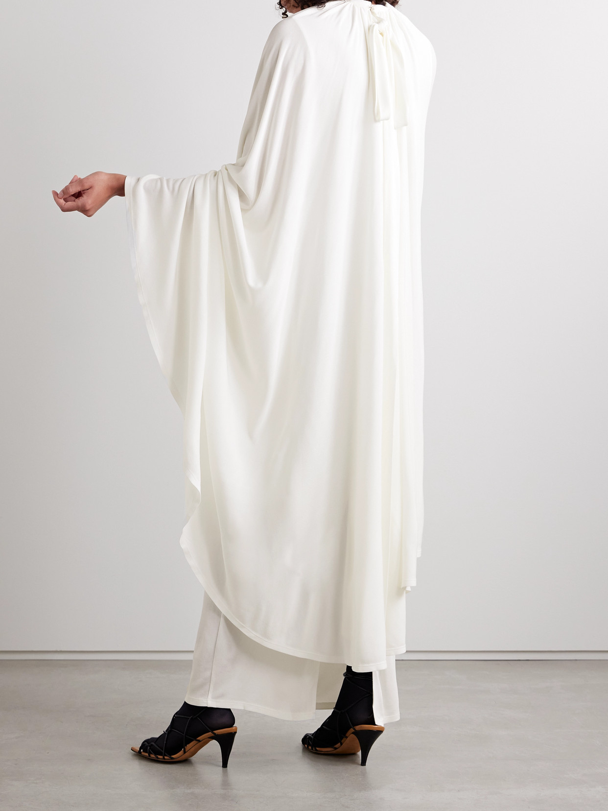 Marie Adam-leenaerdt Cape-effect Layered Gathered Crepe-jersey Maxi Dress In White
