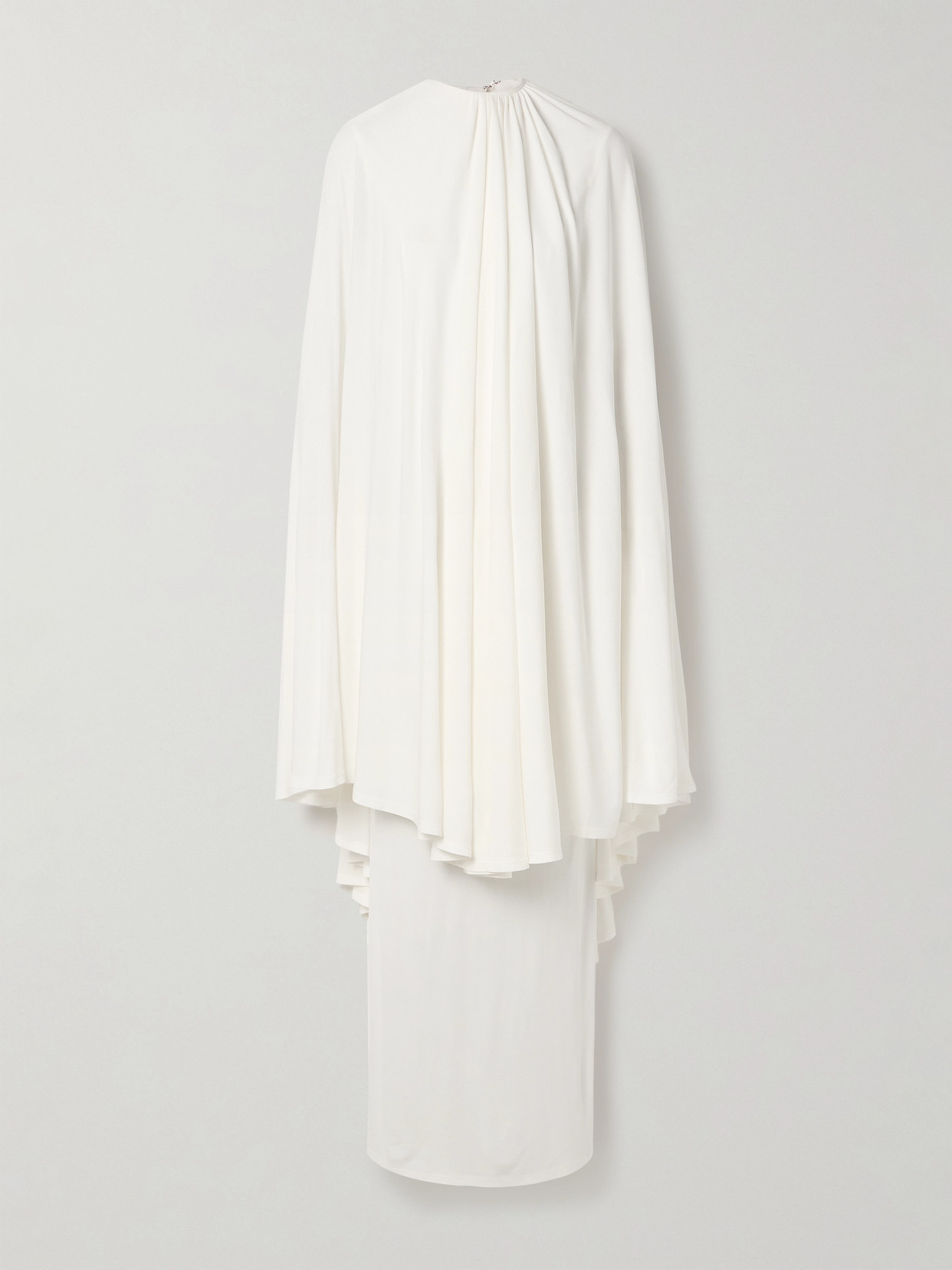Marie Adam-leenaerdt Cape-effect Layered Gathered Crepe-jersey Maxi Dress In White