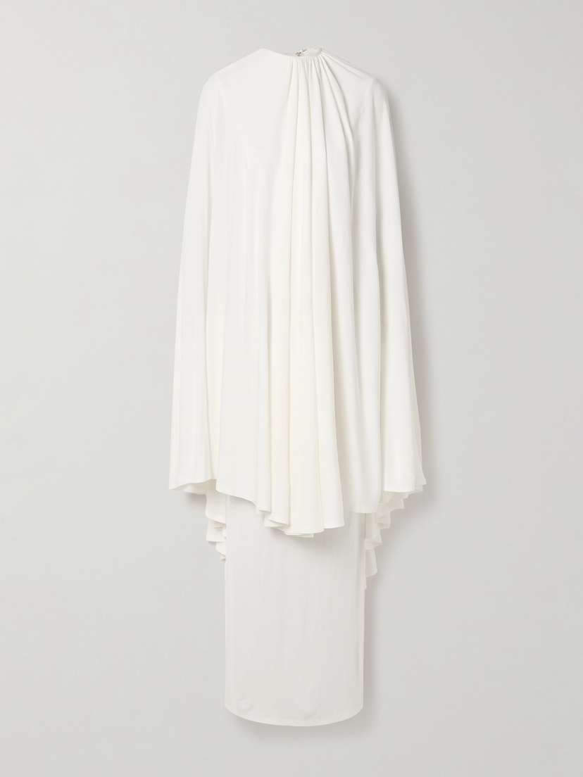 Marie Adam-Leenaerdt Cape-effect Layered Gathered Crepe-jersey Maxi Dress