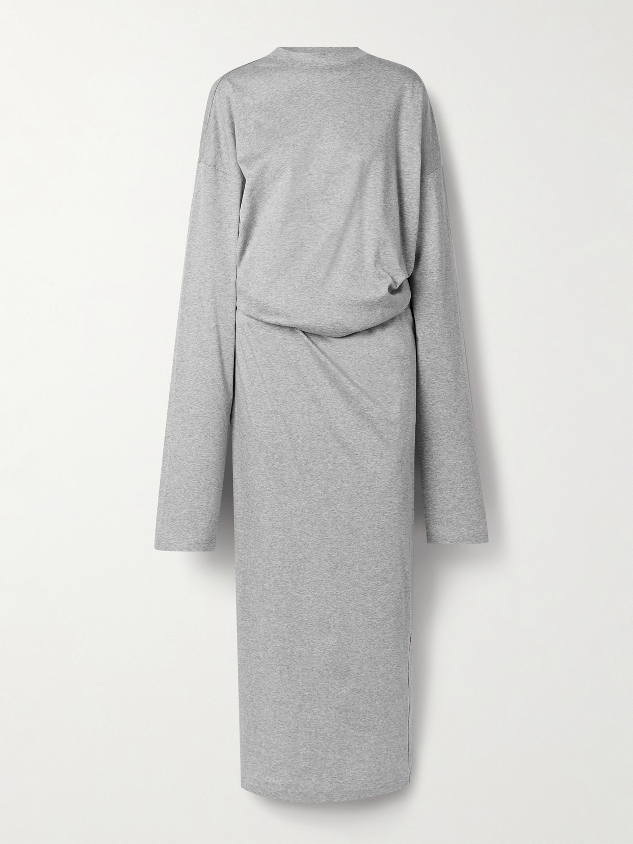 Marie Adam-leenaerdt Spiral Cotton-jersey Wrap Midi Dress In Grey