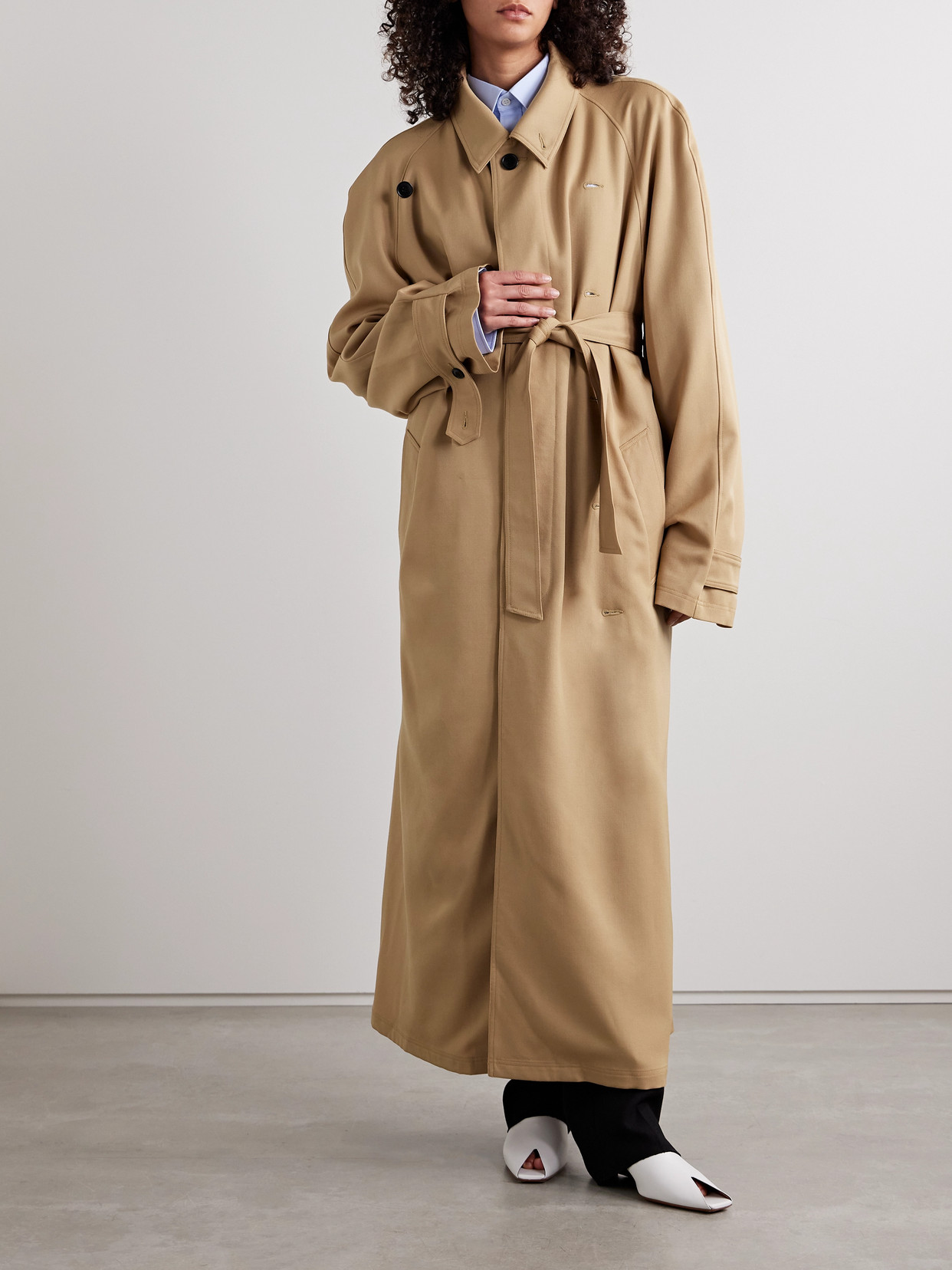 Marie Adam-leenaerdt Double-breasted Wool-twill Trench Coat In Brown