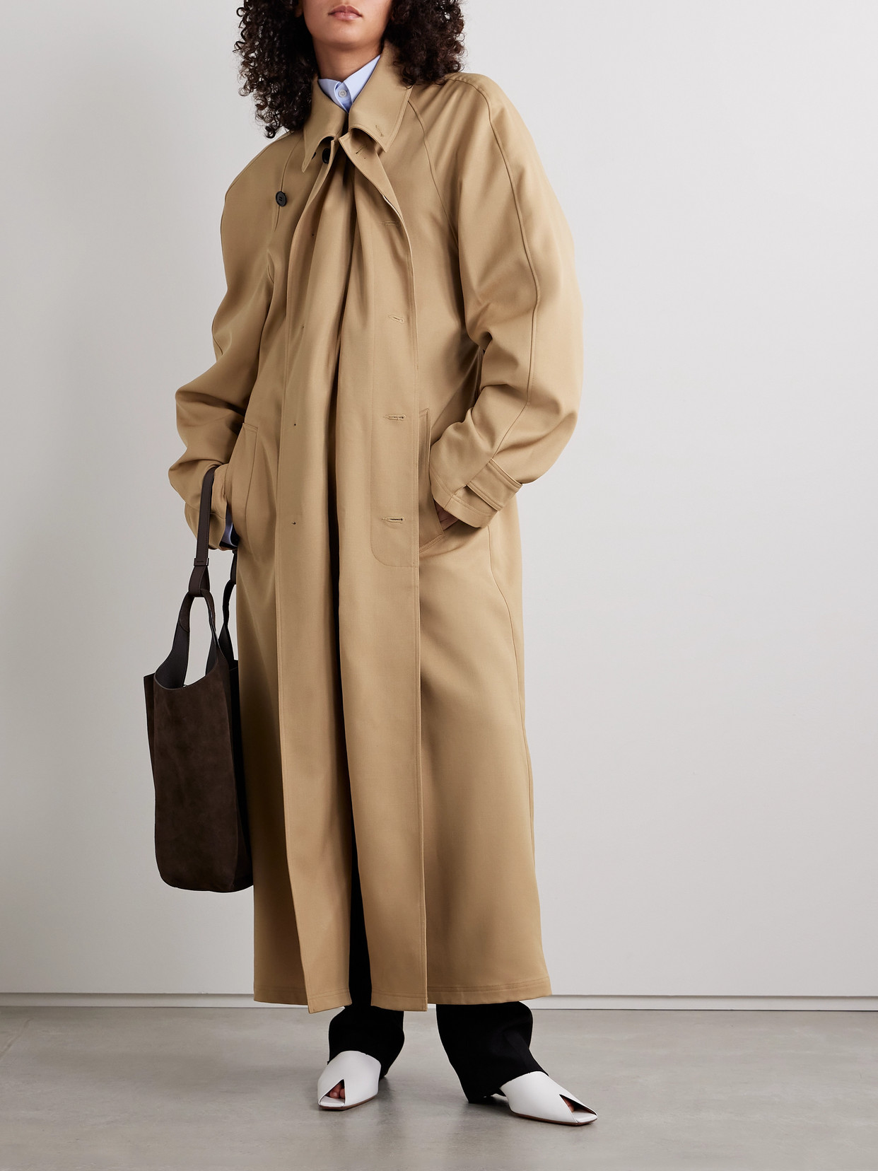 Marie Adam-leenaerdt Double-breasted Wool-twill Trench Coat In Brown