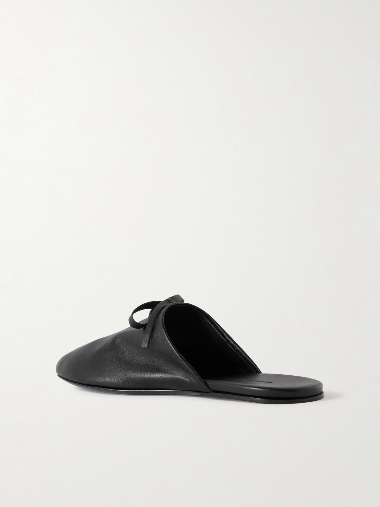 Marie Adam-leenaerdt Bow-embellished Leather Slippers In Black